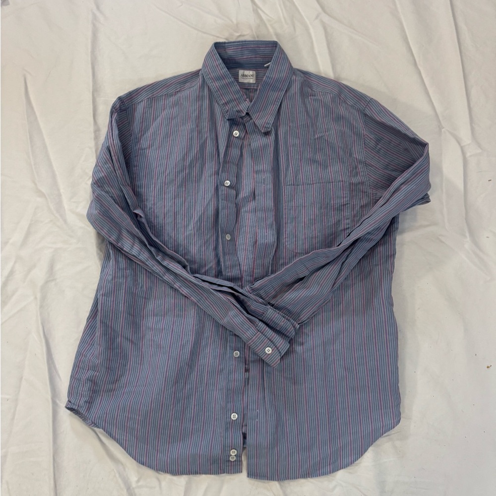 Armani Collezioni Blue and Red Striped Shirt